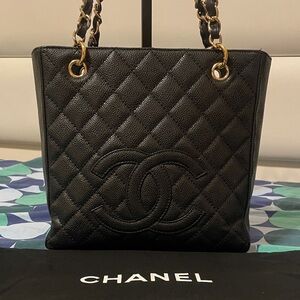 Chanel PST Black Quilted Caviar Shoulder Bag